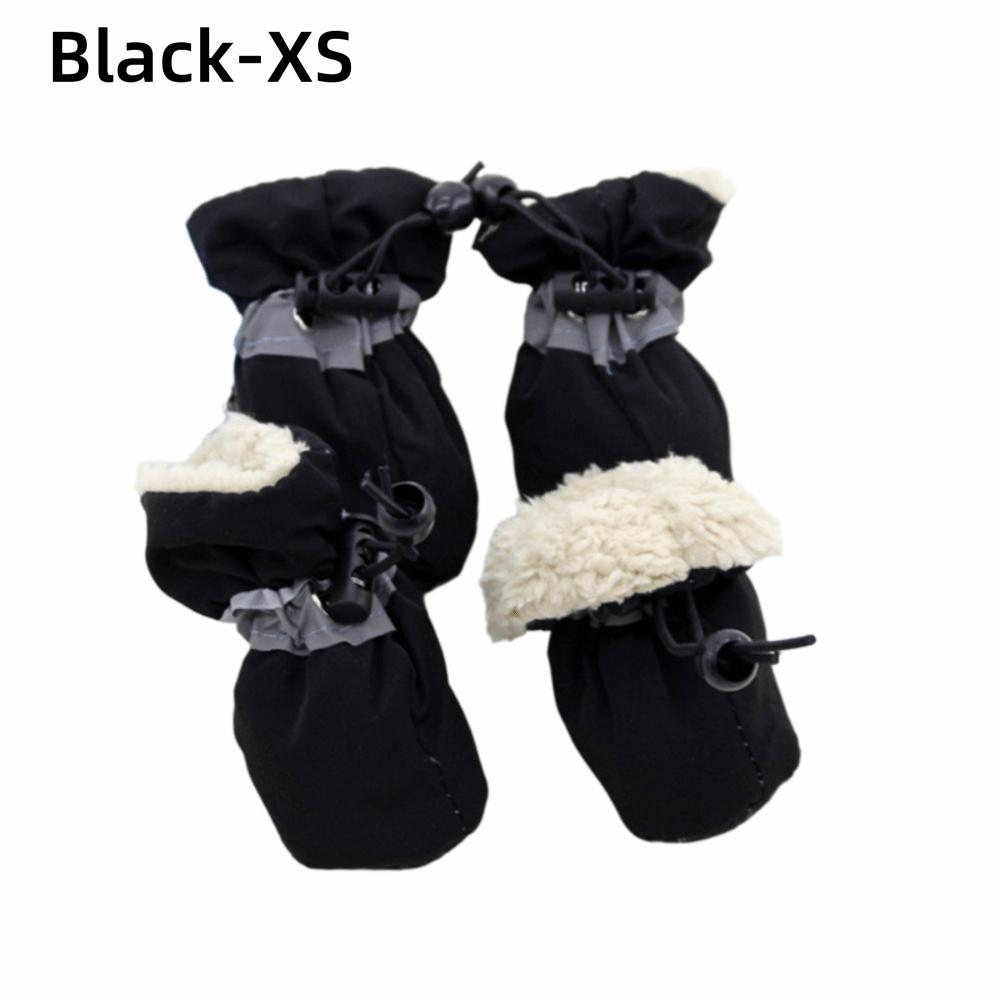 4Pcs Anti-Scratch Pet Dog Shoes with Reflective Trim Strong Grip Antiskid Puppy Shoes Wear-Resistant Does Not Fall Off