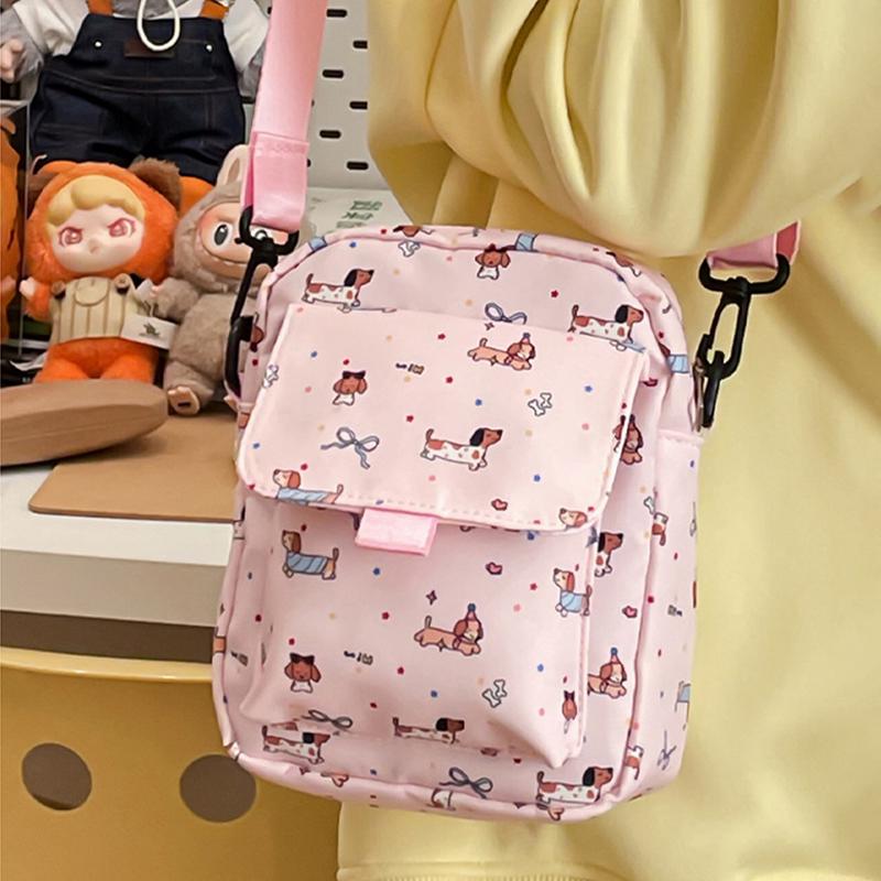 Ins Ретро Японский Стиль Милая Мультяшная Такса Сумка Через Плечо Простая Студенческая Стиль Колледжа Мори Граффити Милая Нагрудная Сумка белый