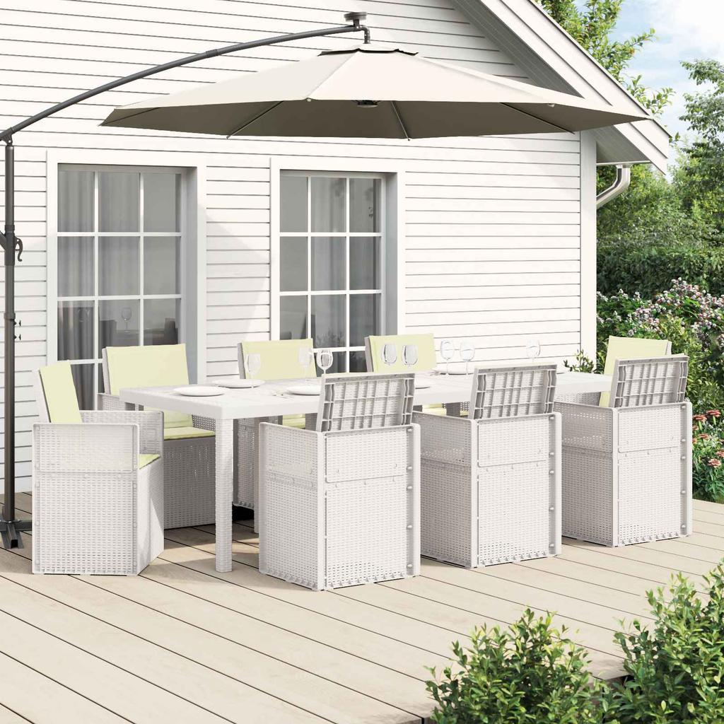 Garden Dining Set 9 pcs White and Cream PP