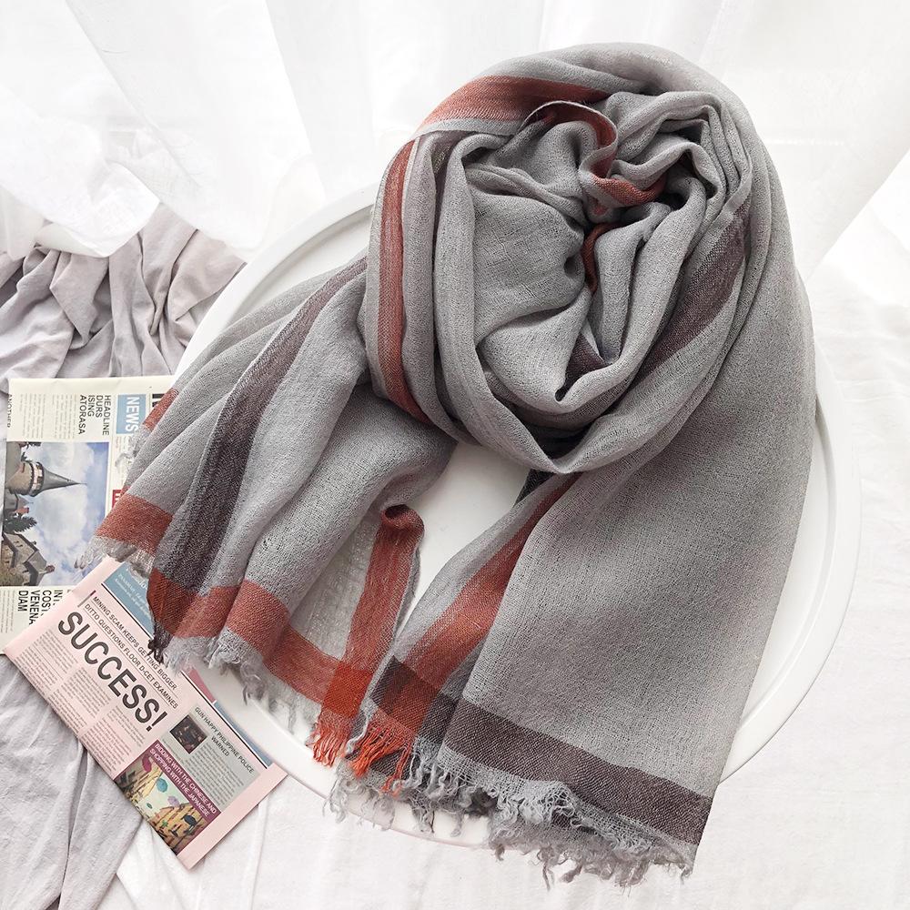 

Тонкий однотонный шерстяной шарф осень-зима теплый ретро грязно окрашенный шарф с рамкой Моранди шаль 205*85cm