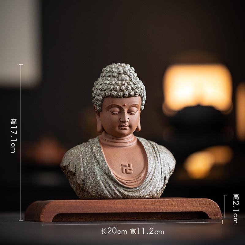 New Chinese Style Buddha Statue of Shakyamuni Buddha, Buddha's Head, Ceramic Handicrafts, Zen Home Decor