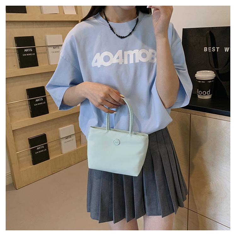 Plain Color Nylon Bucket Bag for Women, Minimalist Single Shoulder Handbag, Lightweight Casual Tote, Simple Daily Crossbody Purse