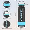 Coldest Insulated Water Bottle with Handle Lid | Leak-Proof Insulated Modern Stainless Steel Triple-Wall Sports Bottle Metal Flask | 21 Oz