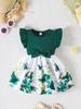 Infant Toddler Girl Floral Butterfly Dress, Ruffle Sleeve Bow Accent Dress, Casual Summer Outfit 6-36M