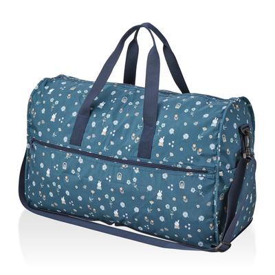 Folding Boston Bag, Large, Miffy HPL0004, B273, Navy Small Flowers