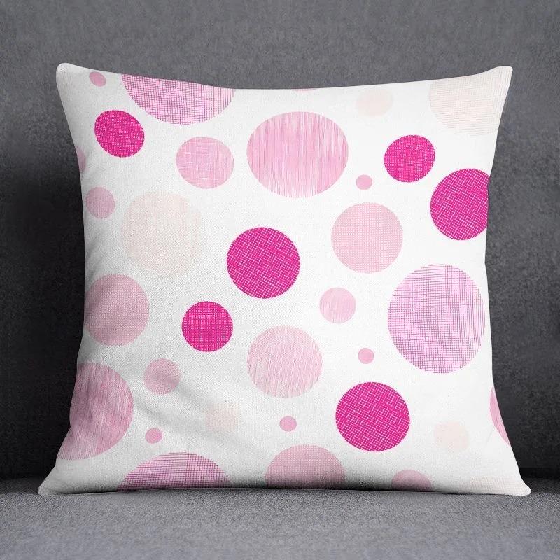 Pink Purple Geometric Floral Cushion Cover Peach Skin Cute Feather Throw Pillowcase Sofa Living Room Bedroom Home Decor 40X40