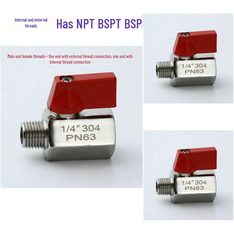 Xingteng Stainless Steel Mini Ball Valve with Internal/External Threads and Barb Connection