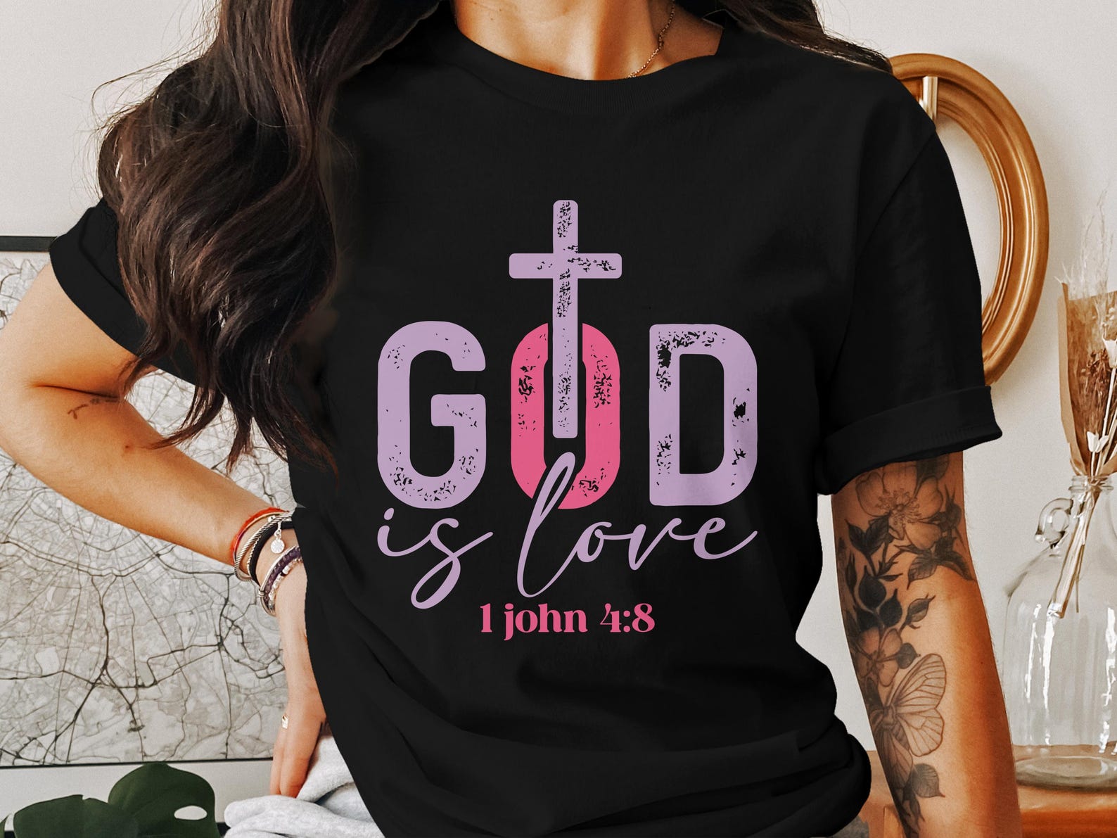 God Is Love T-Shirts, Holy Cross T-Shirts, Faith T-Shirts, Religious T-Shirts, Christian Apparel, Jesus Christ T-Shirts M
