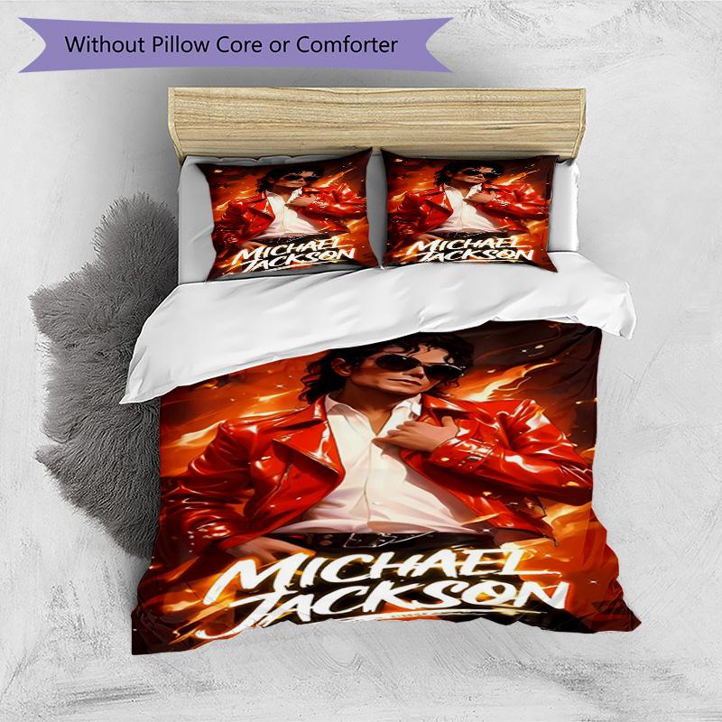 3pcs Duvet Cover Set (1*Duvet Cover + 2*Pillowcase, Without Core), Michael Jackson Print Bedding Set, Bedroom Decor, All‑Season, Birthday Gift
