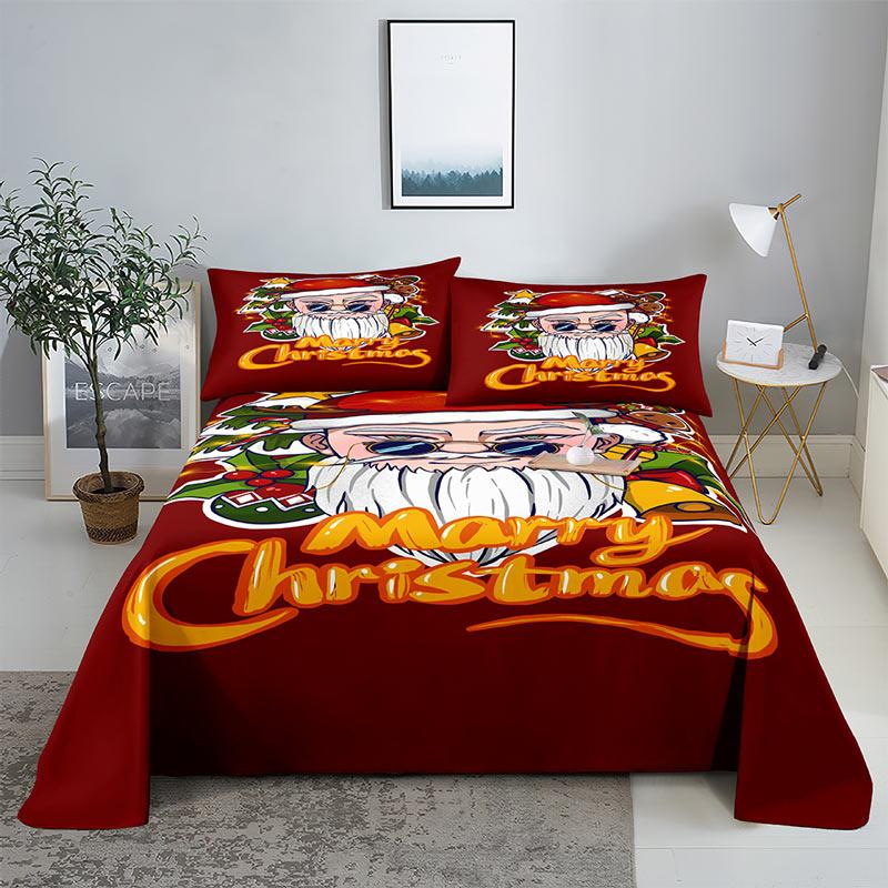 Comforter Merry Christmas Bed With 3D Print Santa Claus Home Decor New Year King Queen Full Size Red Bed
