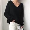 Autumn/Winter Korean V-neck Loose Fitting Pullover Knitted Sweater Base Sweater for Women