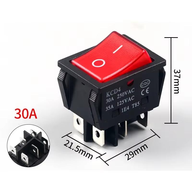 1 PCS,30/35A 250V AC High Current,ON/OFF KCD4 Special for Welding Machinered Copper Rocker Power Switch 4/6Pin Button Switches Switches4