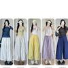 High Waist Loose Casual Women Pants Solid Color Fashion Wide Leg Pants Female Summer Nine Point Pants 2025