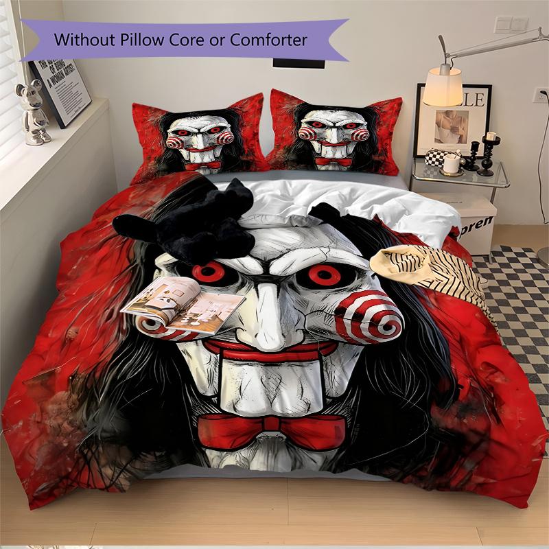 3Pcs Jigsaw Horror Mask Bedding Set Soft Fabric Duvet Cover Pillowcases Home Christmas Xmas Halloween Gift 1 Duvet Cover 2 Pillowcase N1374