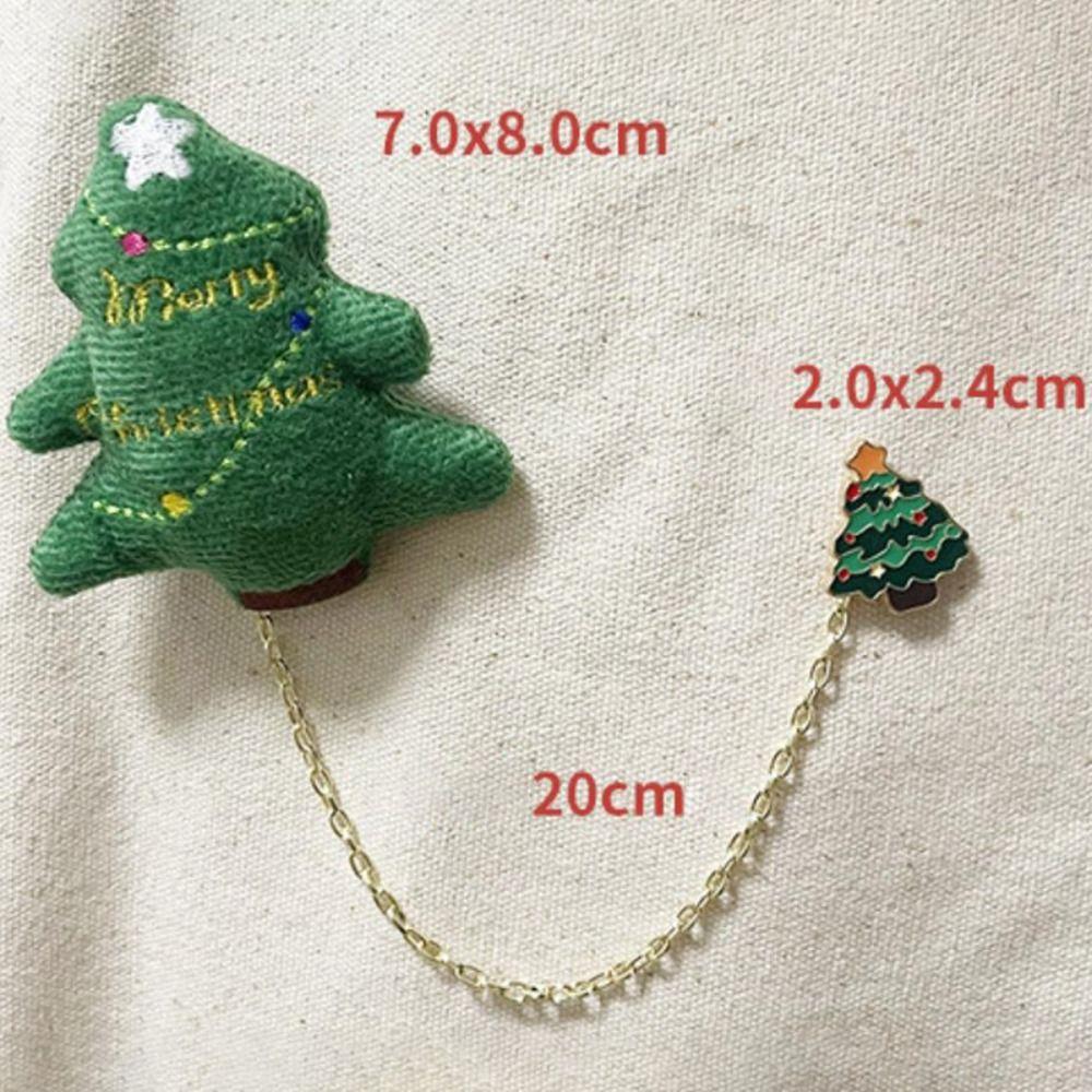 Snowman Elk Plush Chain Brooch Santa Claus Clothes Badge Pins Fashion Christmas Brooch  Xmas Gifts