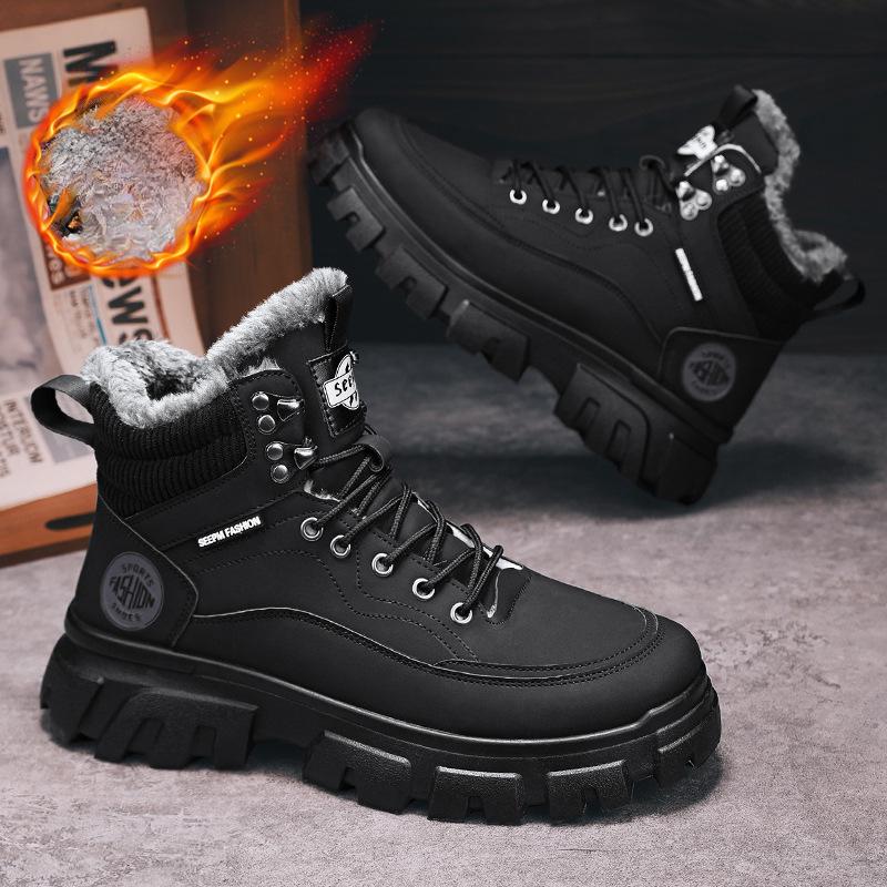 

Зимняя замшевая толстая мужская обувь, нескользящая обувь, мужская спецобувь, модные ботинки, ботинки на толстой подошве, зимние ботинки 44