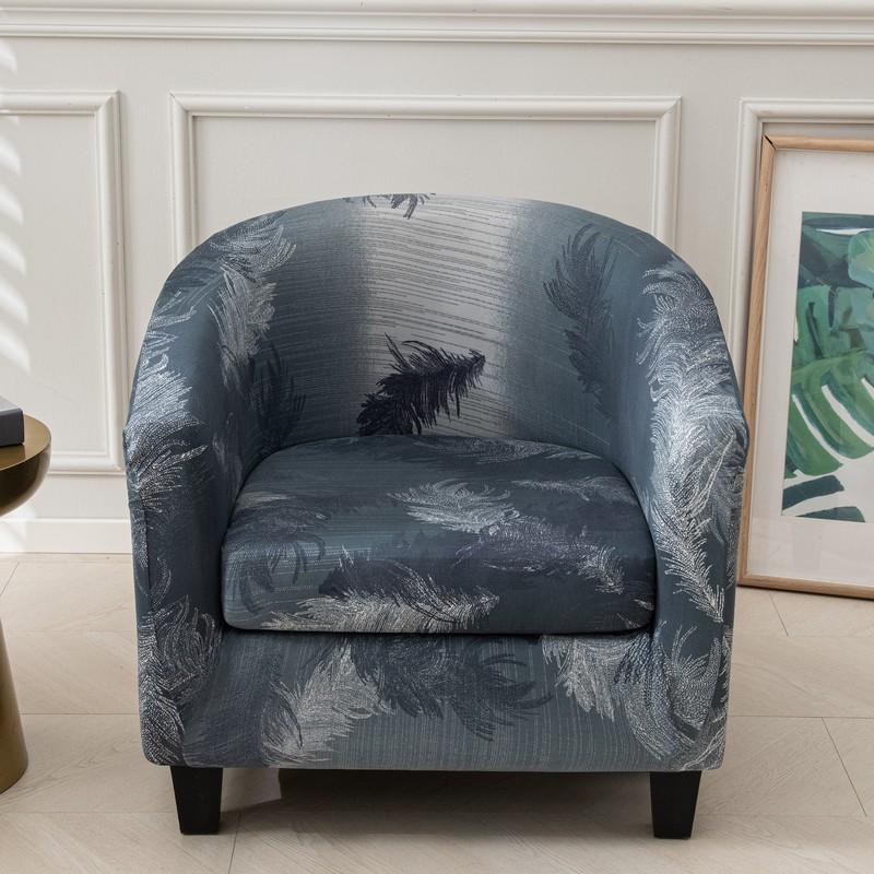 Club Chair Slipcover 2 Piece Stretch Printed Round Barrel Chair Covers Removable Tub Chair Slipcover With Elastic Bottom
