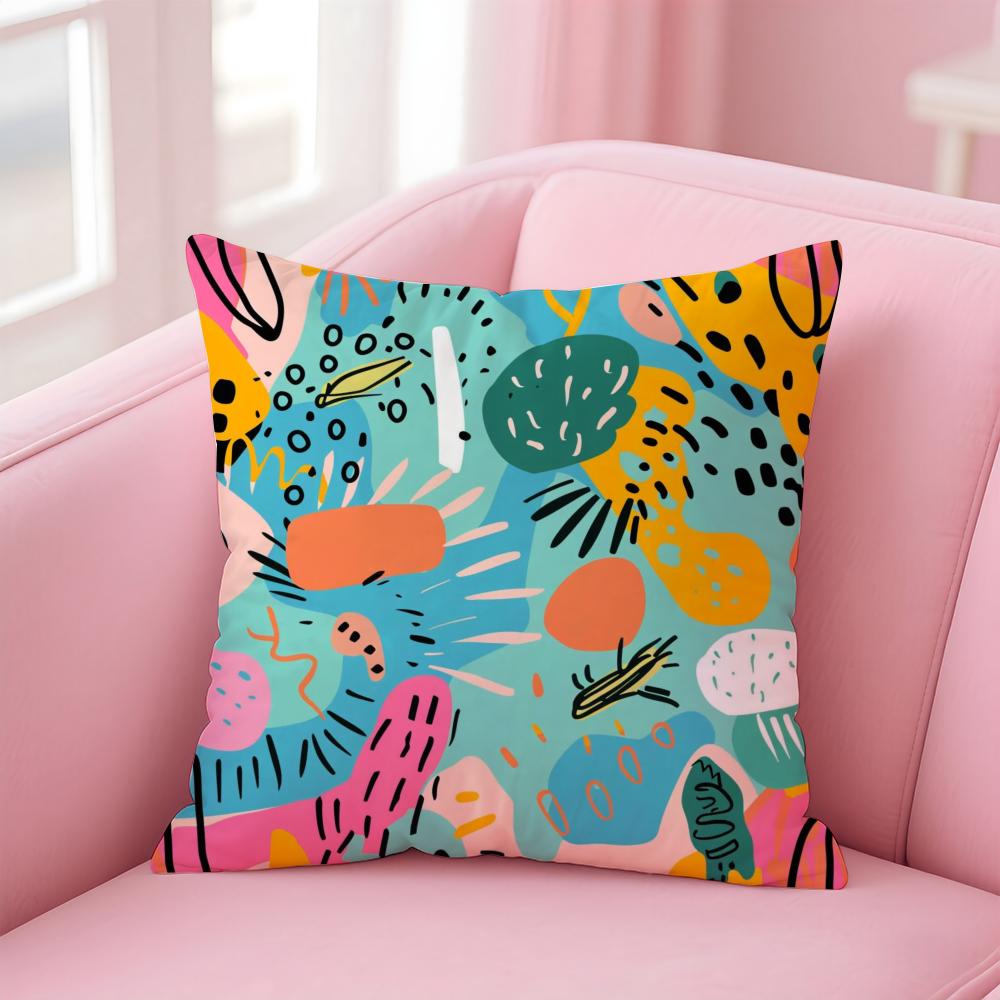 Cute Graffiti Funy Abstract Art  Cushion Cover Linen Pillowcase Cover Soft Decor for Sofa Home Room