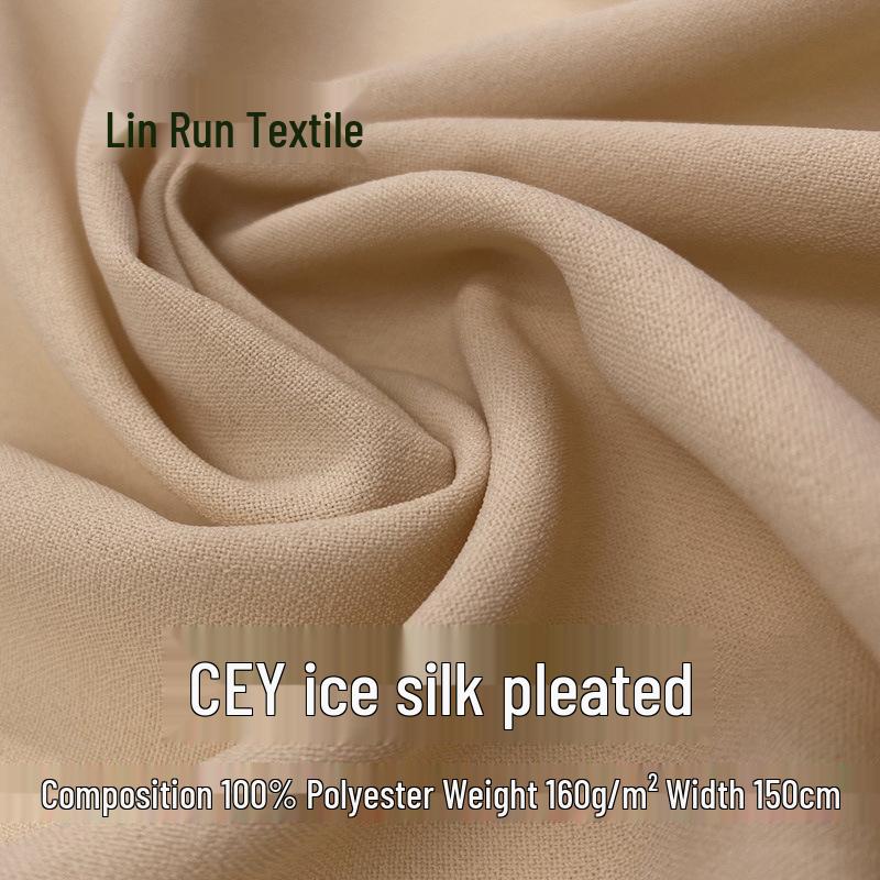 All-Polyester CEY Ice Silk Crinkled Four-Way Stretch Fabric Shirt Dress Model 4: Off-White 150m+ (Discount Price)