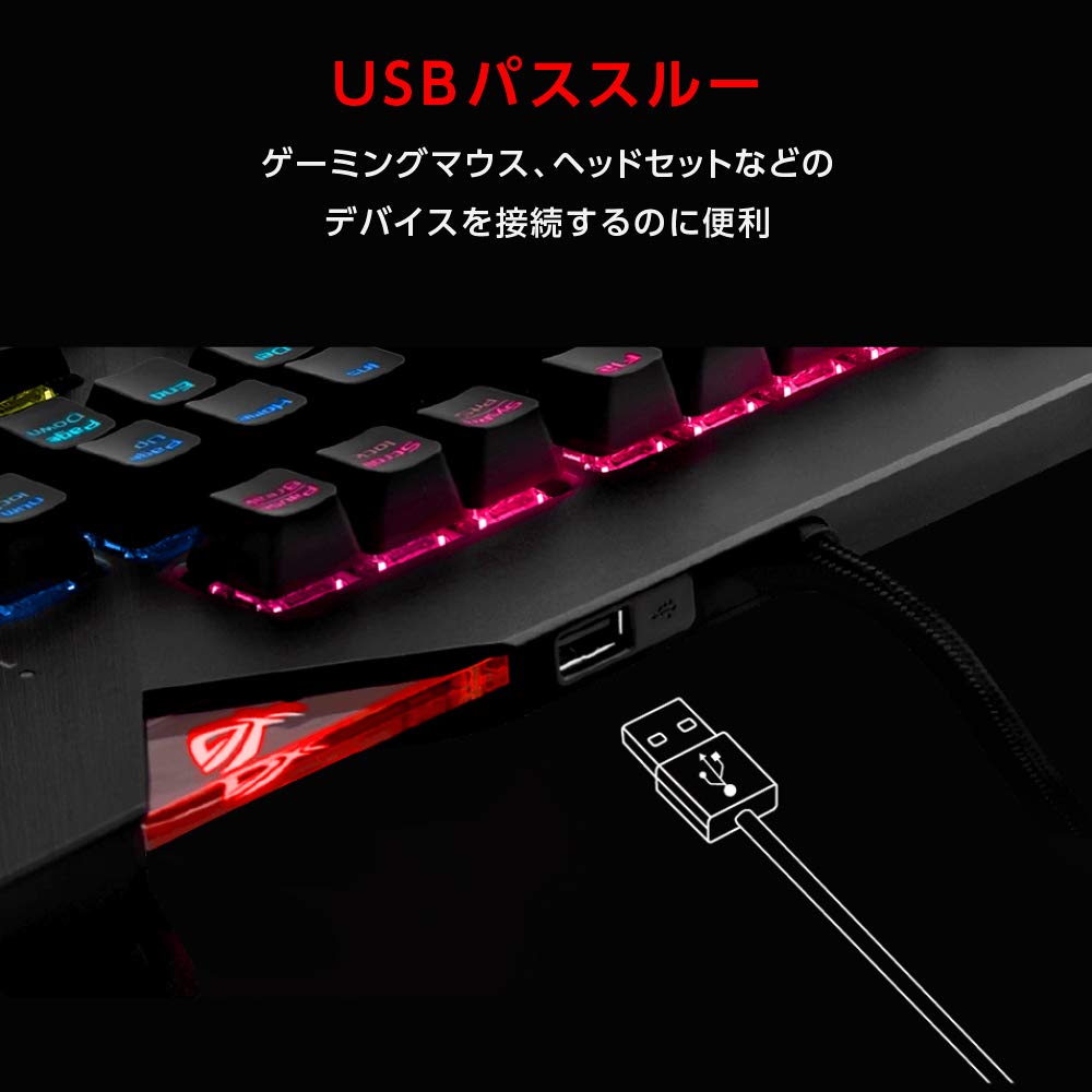 ASUS Gaming-Tastatur, AURA SYNC-kompatibel, USB-Anschluss, mechanische Gaming-Tastatur, abnehmbare Handballenauflage, XA01 ROG STRIX Red Axis, Modell FLARE/RD/US_1