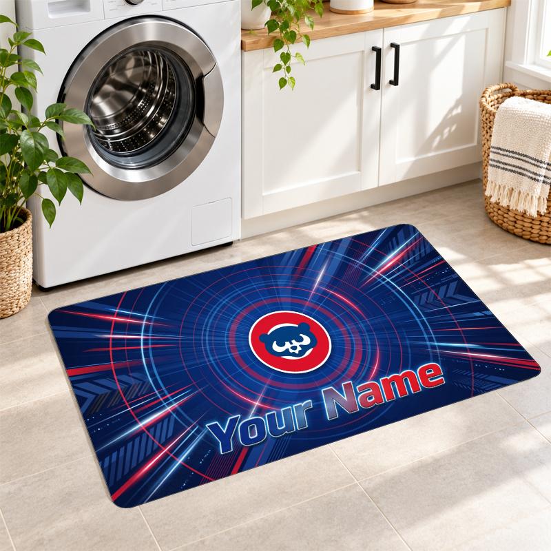 Chicago Cubs Custom Name Flannel Rug Kitchen Mat Non Slip Floor Carpet Personalized Home Decor
