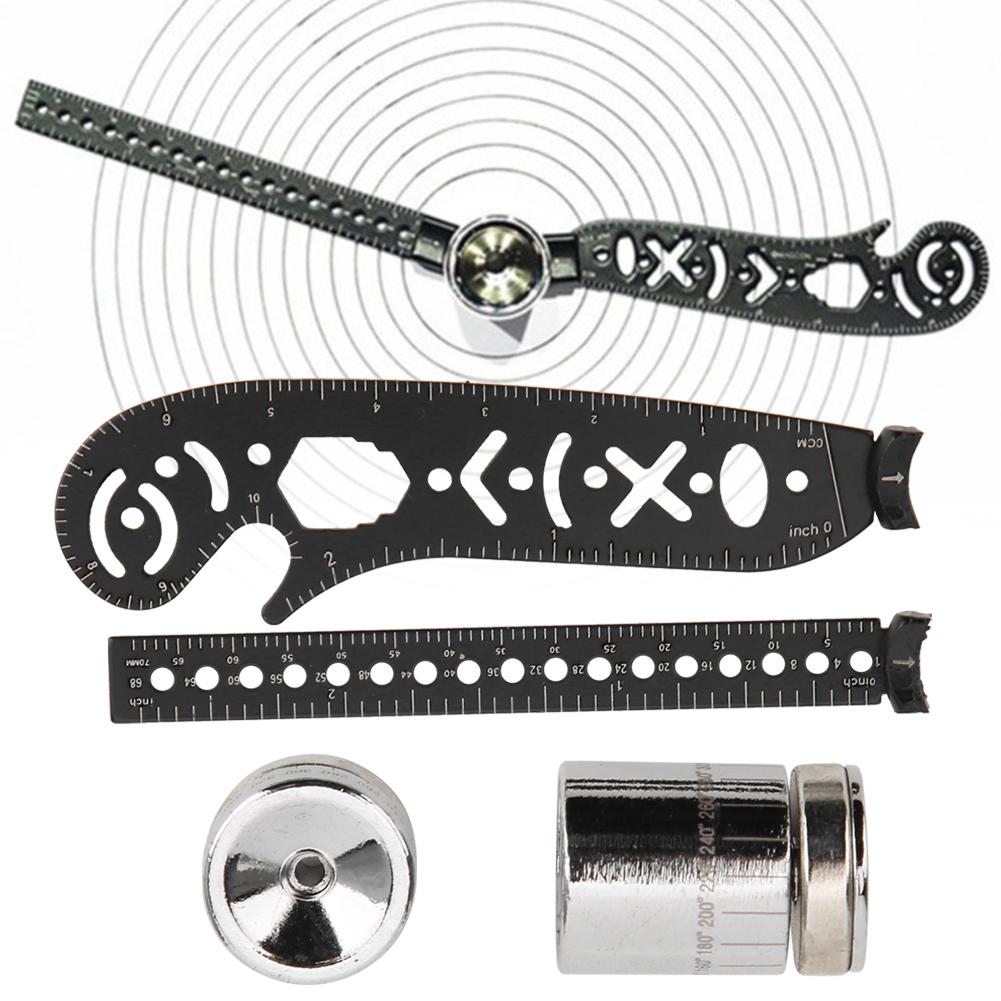 Black Iron Multifunction Drawing Ruler Tool Innovative Painting Magnetic Compass MeasurementBlack