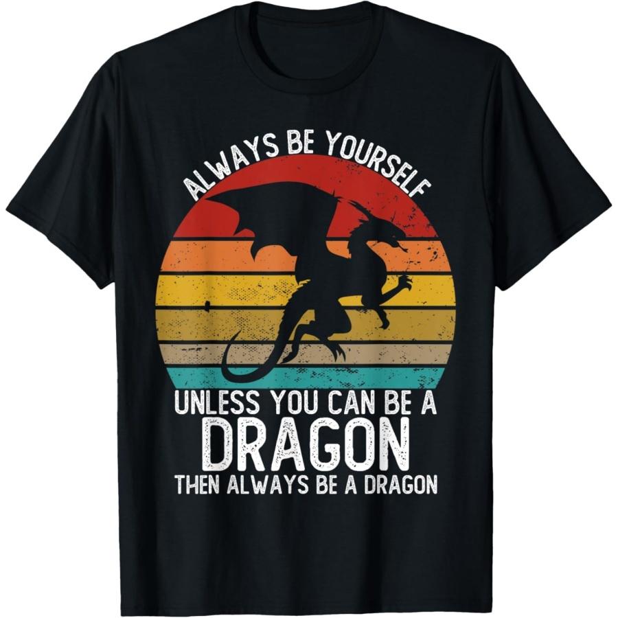 

SHANGCHEN Always Be Yourself Unless You Can Be A Dragon Shirts Vintage T-Shirt XXXXXL різнокольоровий