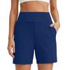 Women Solid Color Pocket Elastic Waistband Comfortable Fitness Workout Yoga Casual Shorts Suitable for Various Activities