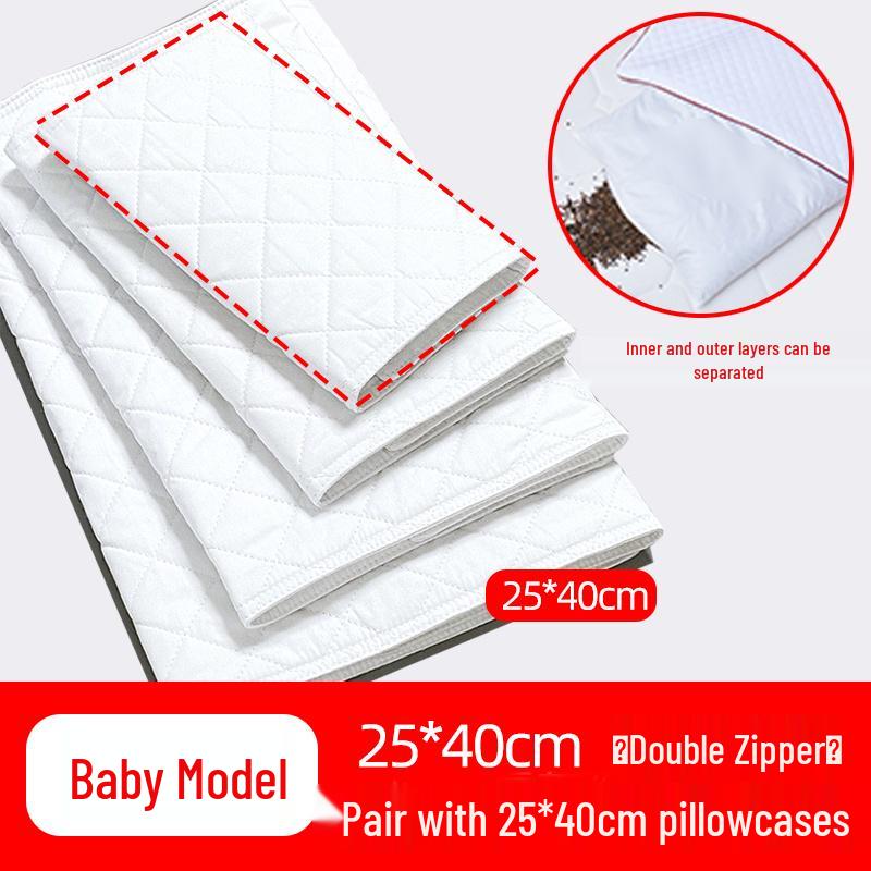 Buckwheat Hull Pillow Core Cover: Pure Cotton, Double Zipper, Thickened, Baby-Safe Pillow Core Bag, Home Textile.