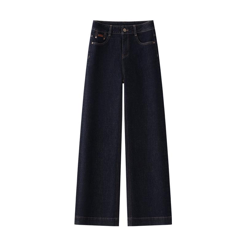 

Women s High Waist Drapey Wide Leg Jeans - Versatile Casual Spring Trousers for a Slimming Look XL [116-125 lbs] синий