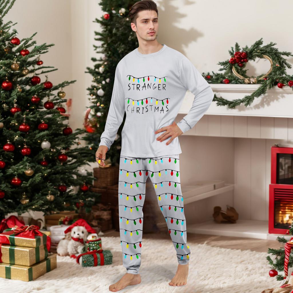 Druk Piżamy Słodki Zestaw Rodzinny, Ubrania Domowe, Zestaw Rodzinny Top z Długim Rękawem Spodnie