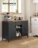 SONGMICS Armadietto, Armadio Metallico, Credenza con 2 Ante, Chiusura Magnetica, Ripiani Regolabili, Struttura in Acciaio, Marrone Rustico e Nero Opaco U