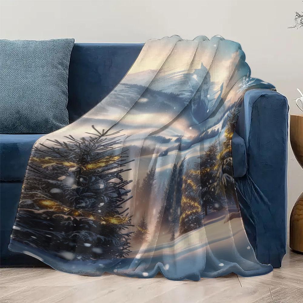 Tuniu Cozy Winter Forest Throw Blanket Soft Fleece Blanket for Sofa Bed Bedroom Living Room Decor
