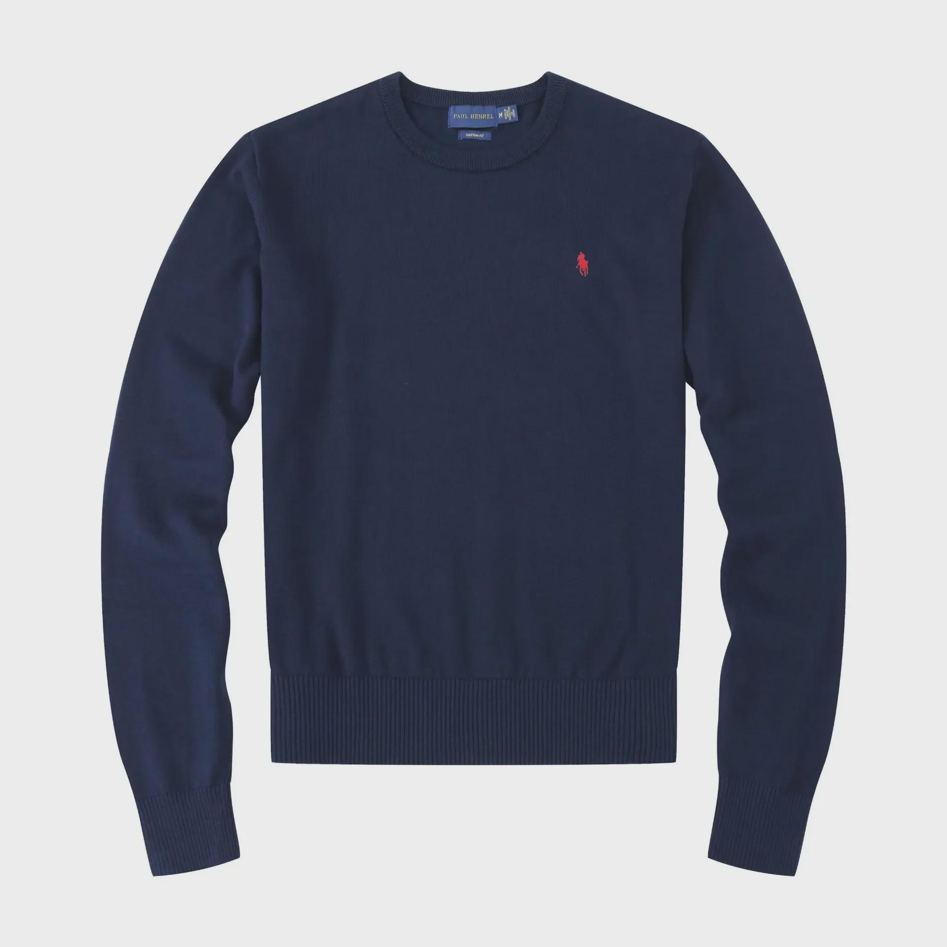 StrideBox Herfst/winter heren casual slim RL Pony Logo ronde hals katoenen trui M wit