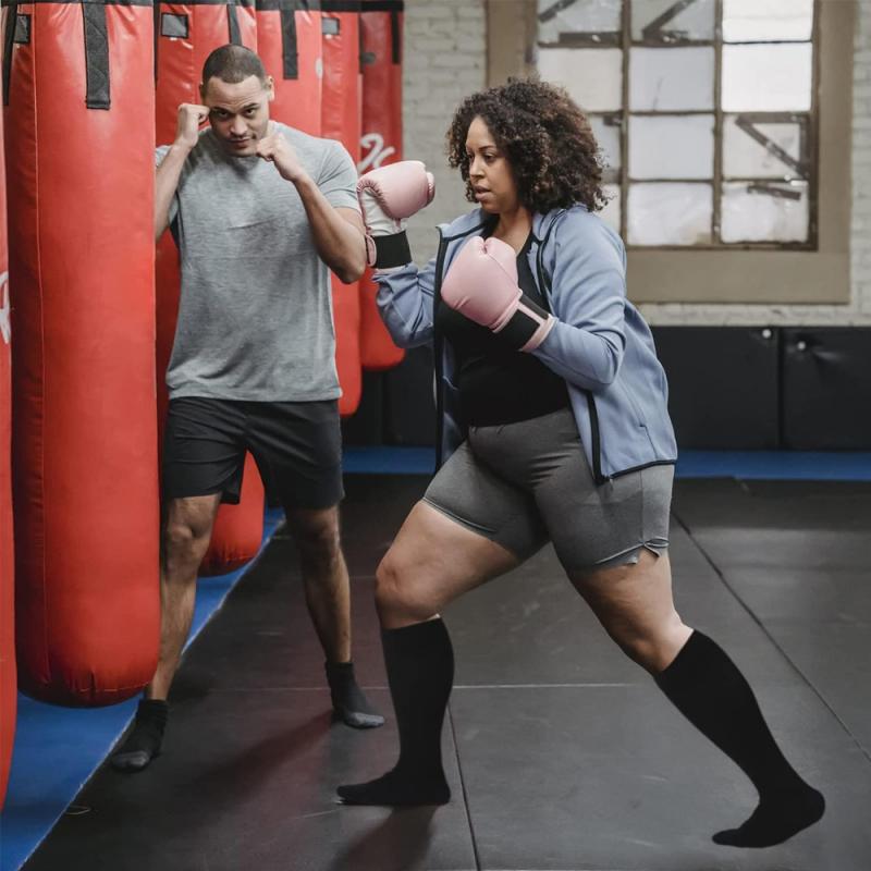 1 Paar Kompressionsstrümpfe in den Größen 2XL–7XL für Damen und Herren, 20–30 MmHg, breite Waden-Kniestrümpfe für Sport, Laufen, Yoga