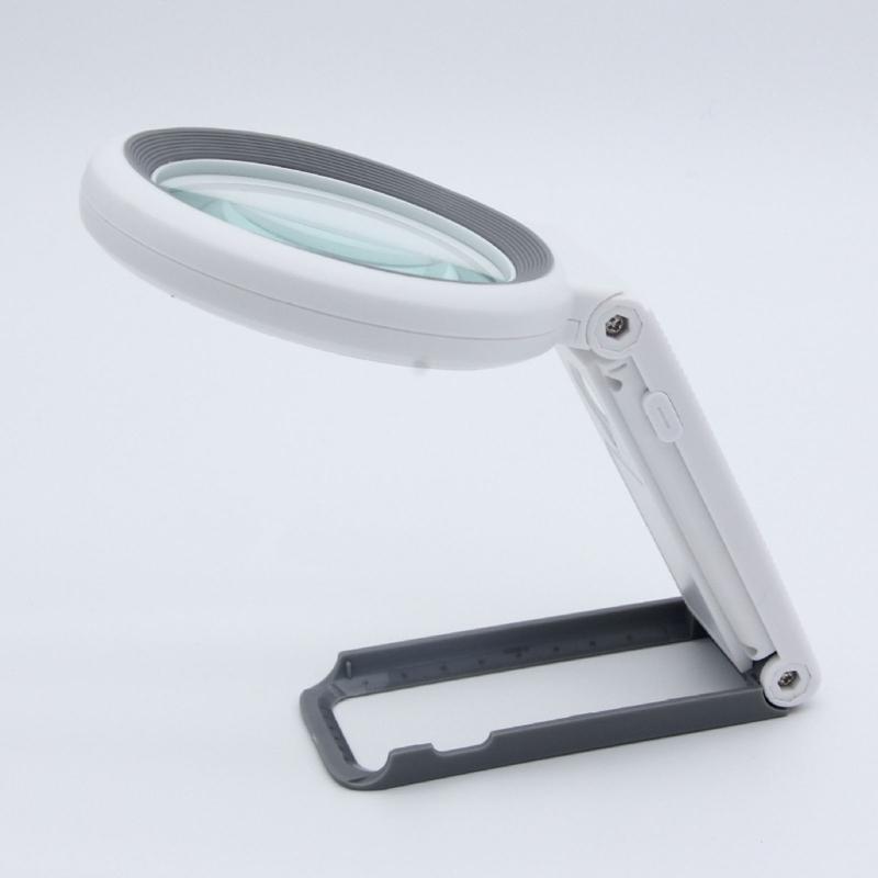 Große beleuchtete Lupe mit 18 LEDs, handgehalten, mit Ständer, zum Lesen, für Naharbeiten, Münzen, Schmuck, Makuladegeneration