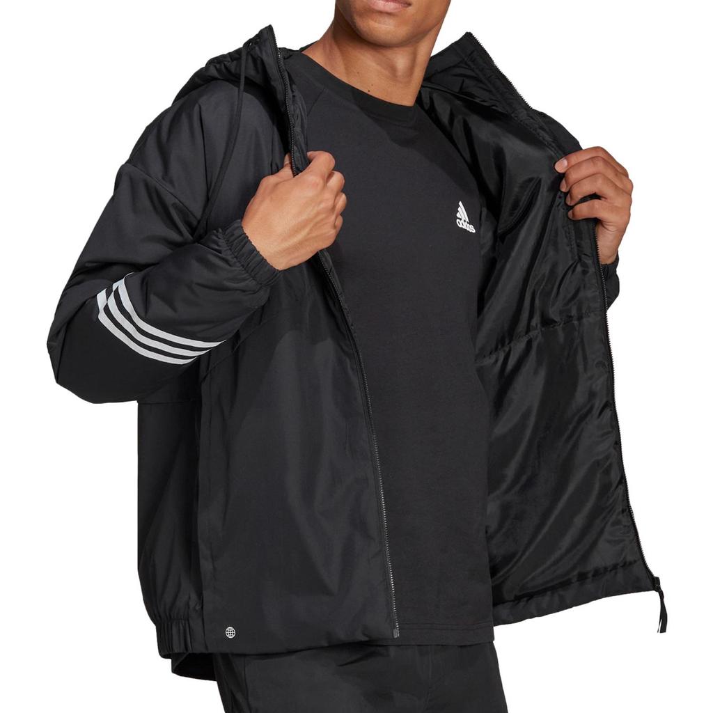 Adidas Color Block Logo Print Hooded Long Sleeve Cotton Jacket Men jackets Black H50969