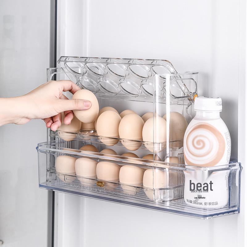 Food-Grade Flip Lid Egg Storage Tray for Refrigerator Door