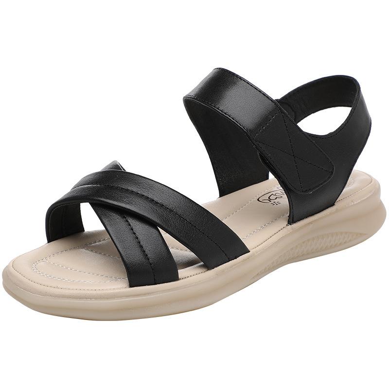 

Женские летние кожаные сандалии на мягкой подошве, удобные и не вызывающие усталость ног, подошва из говяжьей жилы 40 чёрный