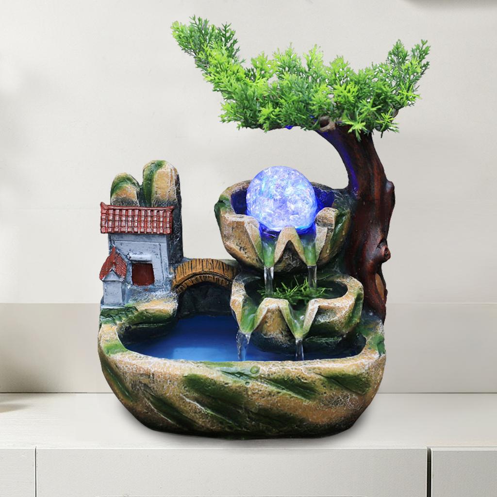 Bymaocar Tabletop Small Faux Rockery Fountain Electric Water Fountain & Color-changing LED Lighting Fish Bowl Home Decor & Gifts