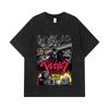 275 GSM Washed T-shirts 100% Cotton Berserk V3 Abyssal Stone Print Unisex Heavy Cotton T Shirt