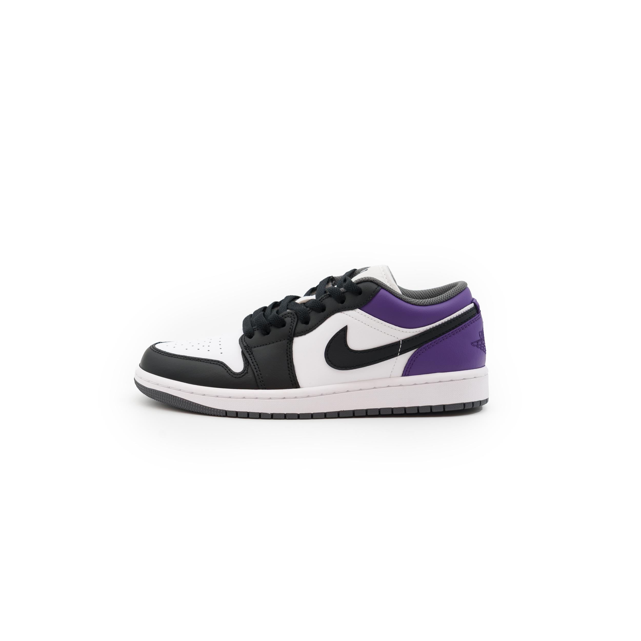 

Jordan Air Jordan 1 Cushioning Slip Resistant Abrasion Resistant Low top Vintage Basketball Shoes Unisex Black Purple 553558-152(Team719-) 36.5