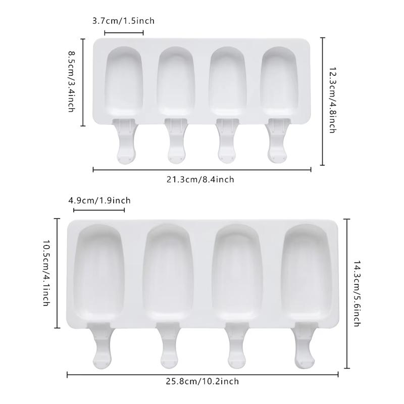 Large Silicone Popsicle Molds Set,4 Cavities Oval Cake Pop&Ice Cream Bar Molds,Homemade Ice Making Kit With Wooden Sticks