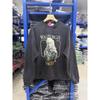 Paly Hollywood FW26 Knit Terry Hooded Sweatshirt Vintage Washed Distressed Loose Fit