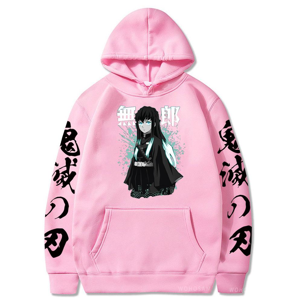 Japan Anime Demon Slayer Tokitou Muichirou Printed Hooded Men Women Oversized Hoodies Harajuku Male Kimetsu No Yaiba Sweatshirt