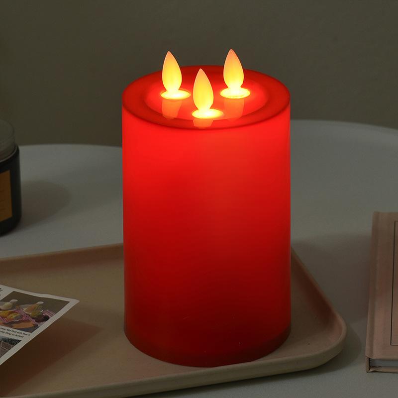 Color three-wick electronic candle lamp, simulated smokeless candle scene arrangement led electronic candle