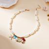 Jewelry 2-piece set: Cross-shaped faux pearl necklace set, personalized and simple handmade beaded choker for women