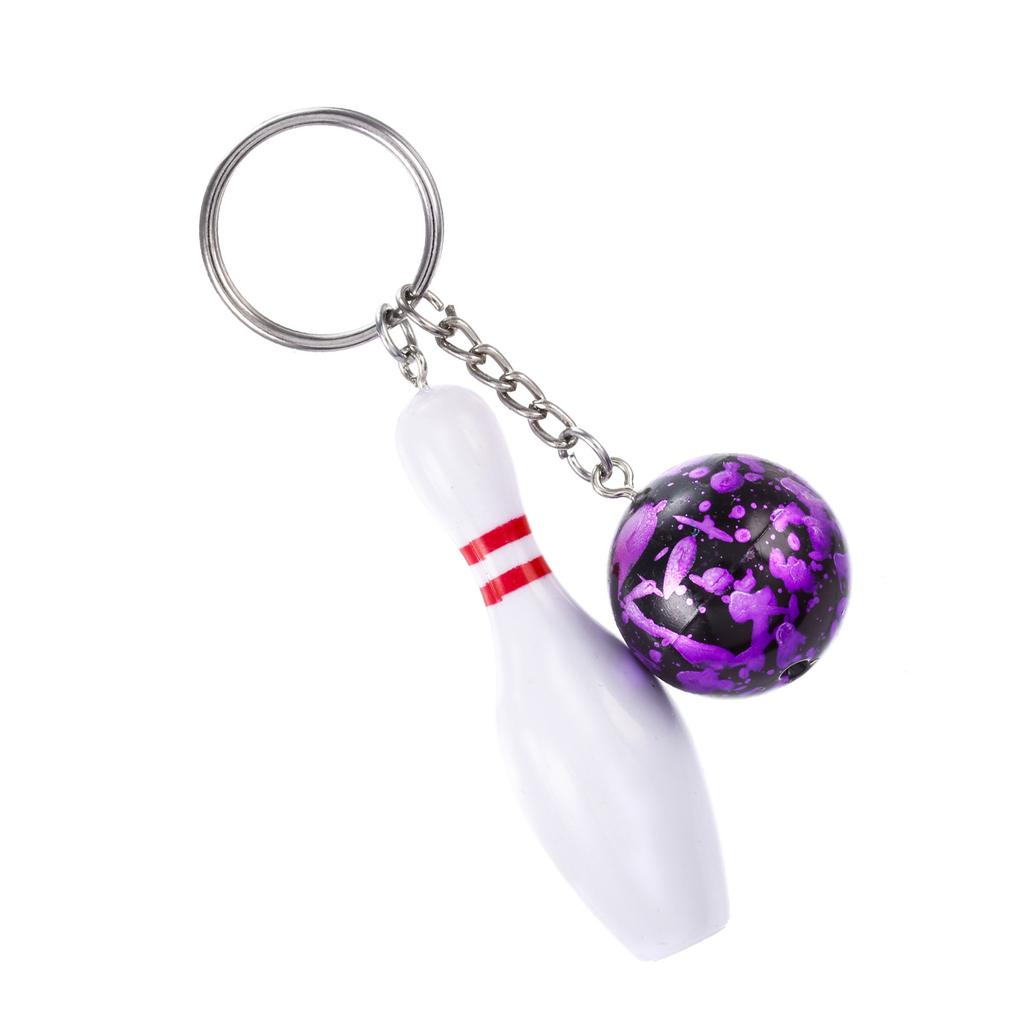 Creative Bowling Ball & Pin Pendant Keychain Stylish Blue Bowling Ball Keychain for Bag Decoration & Car Keyring Charm