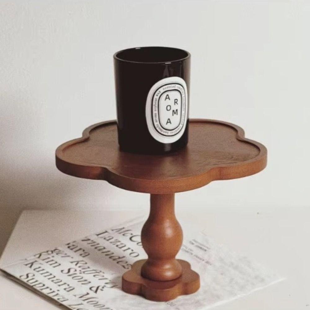 

Wood Dessert Tall Tray Vintage Storage Tray Creative Kitchen Coaster Flower Pot Stand S-Flat Style