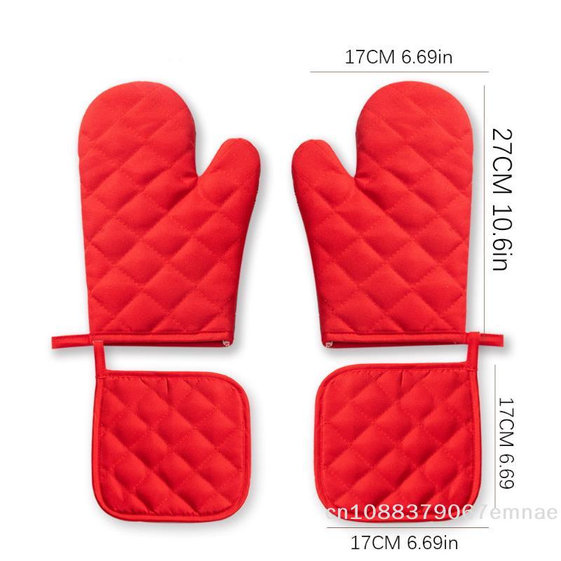 1Set High-Temperature Resistant Polyester Oven Baking Gloves And Microwave Mitts - Kitchen Baking Tools